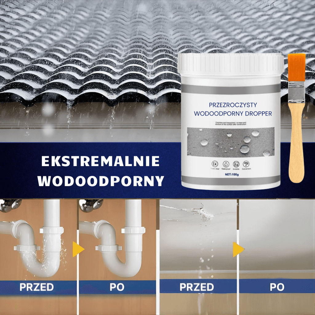 Dropper - Skuteczna ochrona przed przeciekami w dachu, łazience i instalacjach
100G
(PĘDZEL GRATIS)
